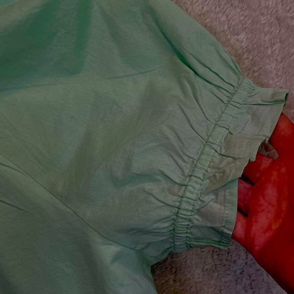 NWT J. Crew Mint Green Tie Back Peasant Boho Top Blouse Back Bow Tie Sz L - Picture 4 of 16